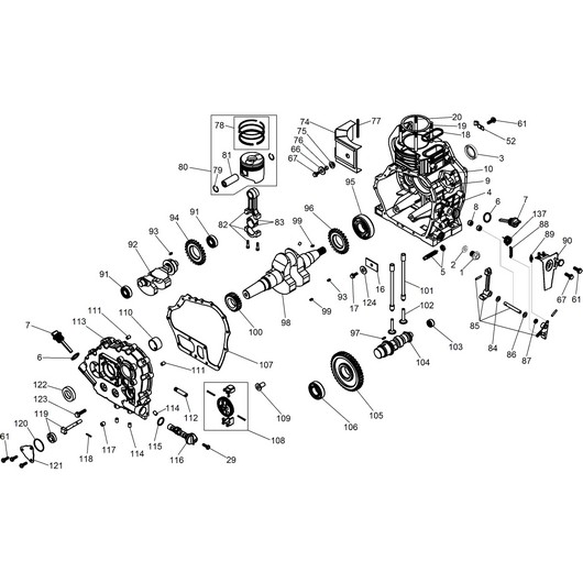 Картер, поршень, шатун и коленвал Champion DTP81E
